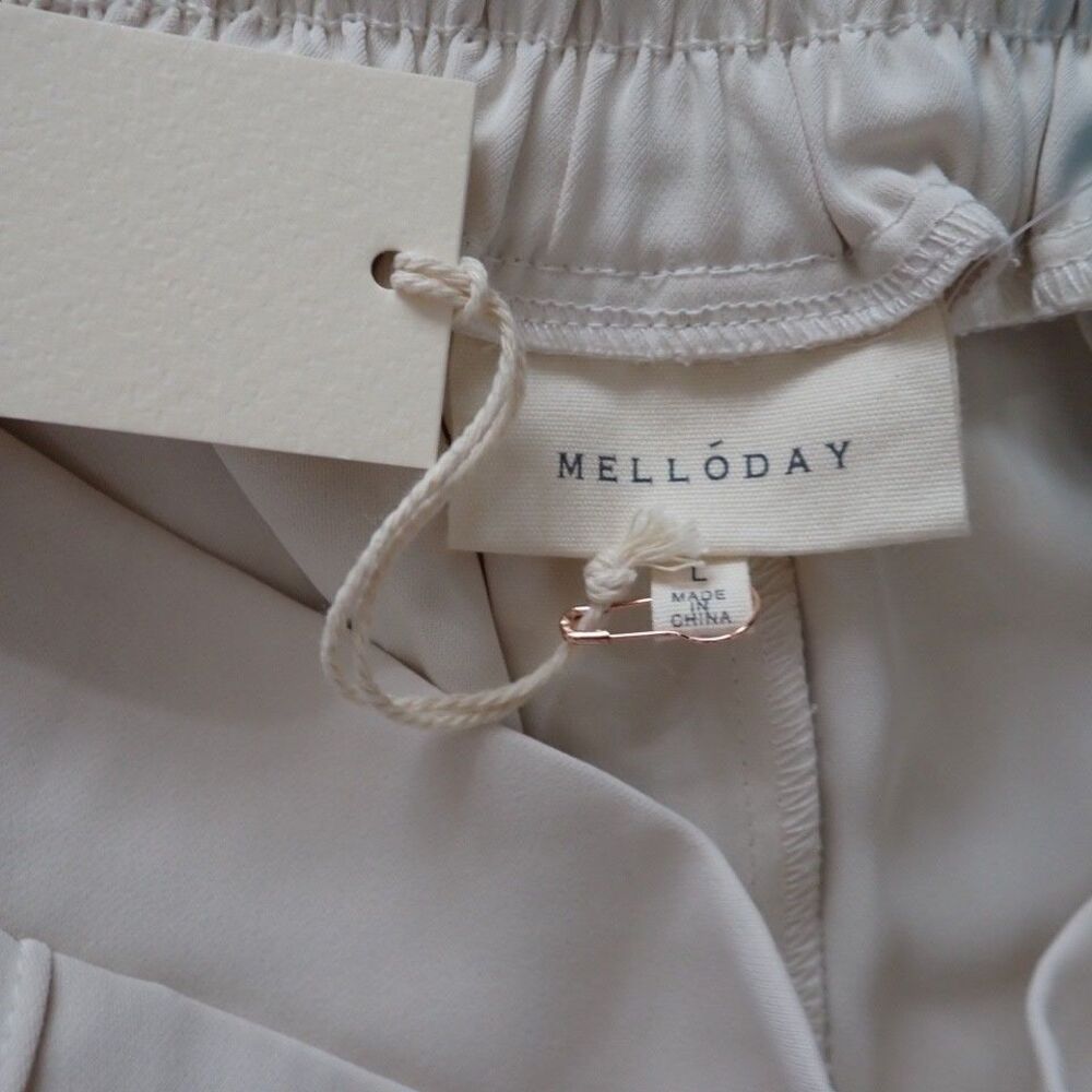 Melloday Women's Size Large White Ivory Wide Leg High Rise Crop Pants NWT "READ" - Picture 5 of 10